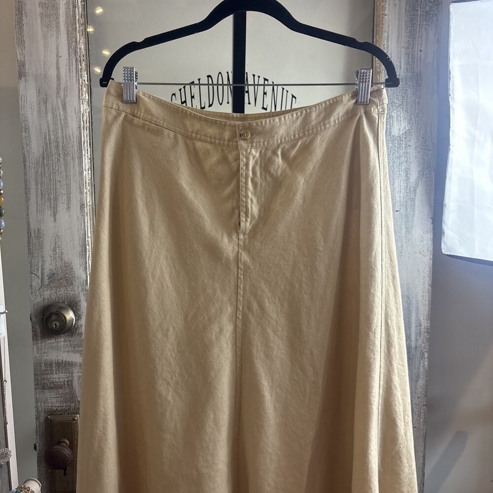 Ralph Lauren 100% Linen Tan Skirt Size 10 - Picture 2 of 11